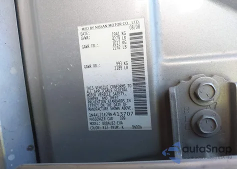 2009 Nissan Altima 2.5 S z USA, uszkodzony, nr VIN 1N4AL21E29N413707